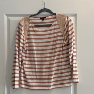 J. Crew Beige and White Striped Top